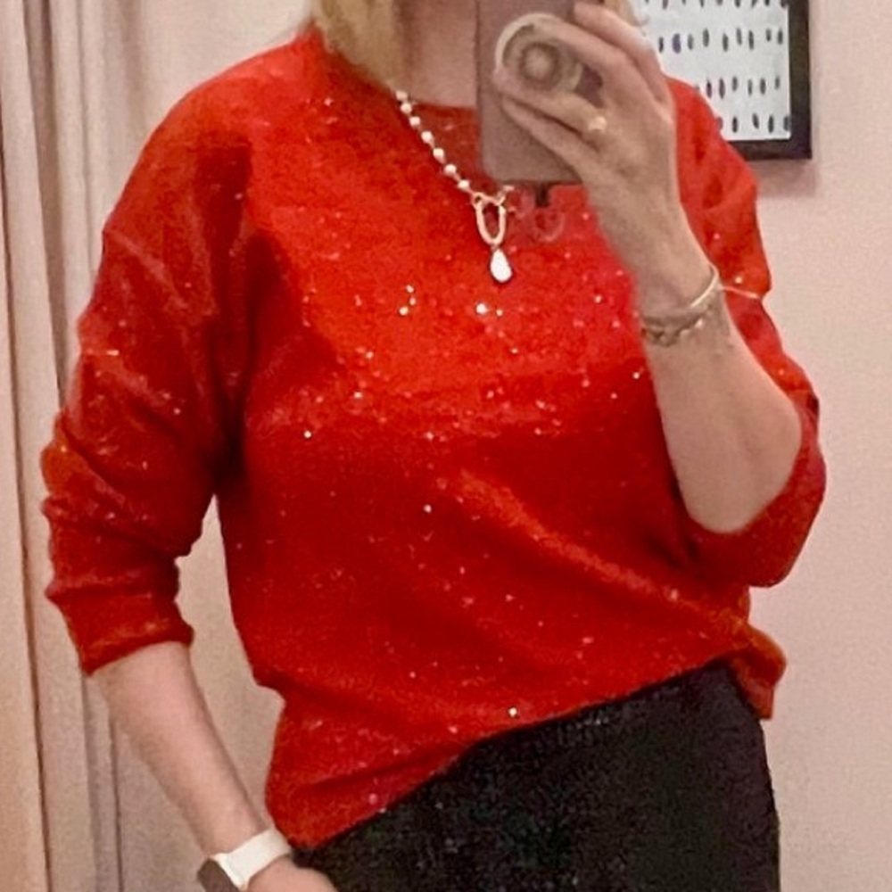 Women's Red Sparkle Sweater